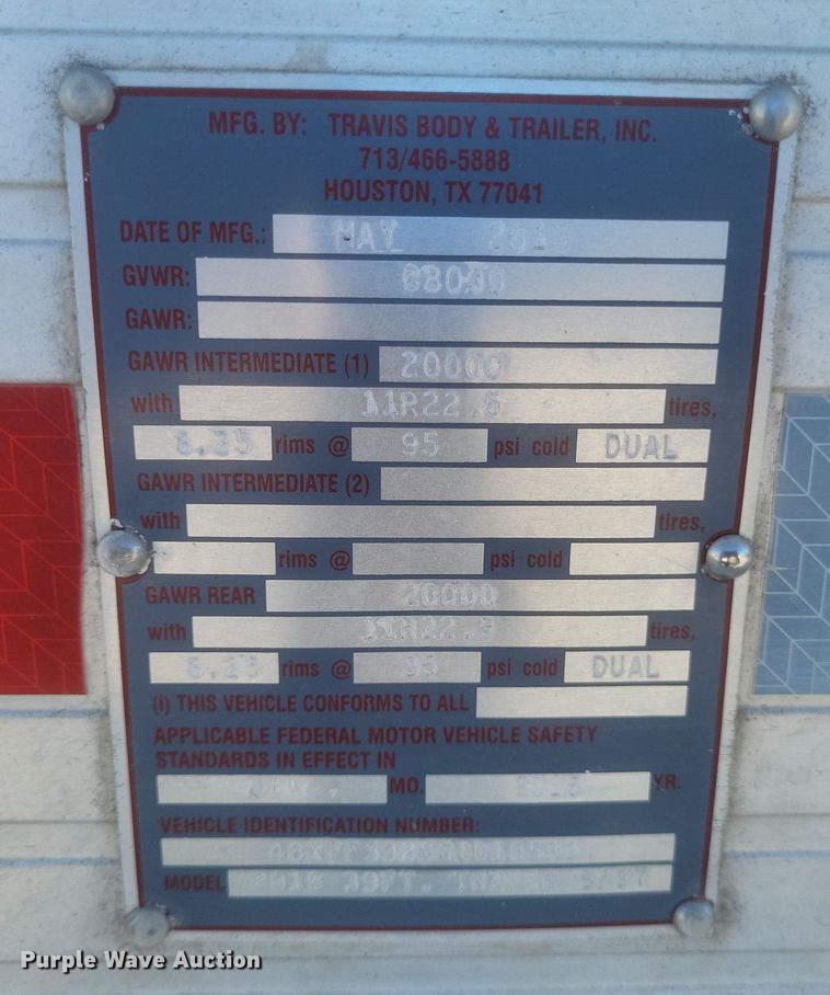 image for item DS5347 2016 Travis Body and Trailer Travis S/97 end dump trailer