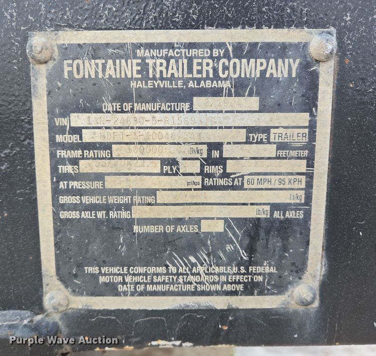 image for item DT4767 1994 Fontaine drop deck trailer