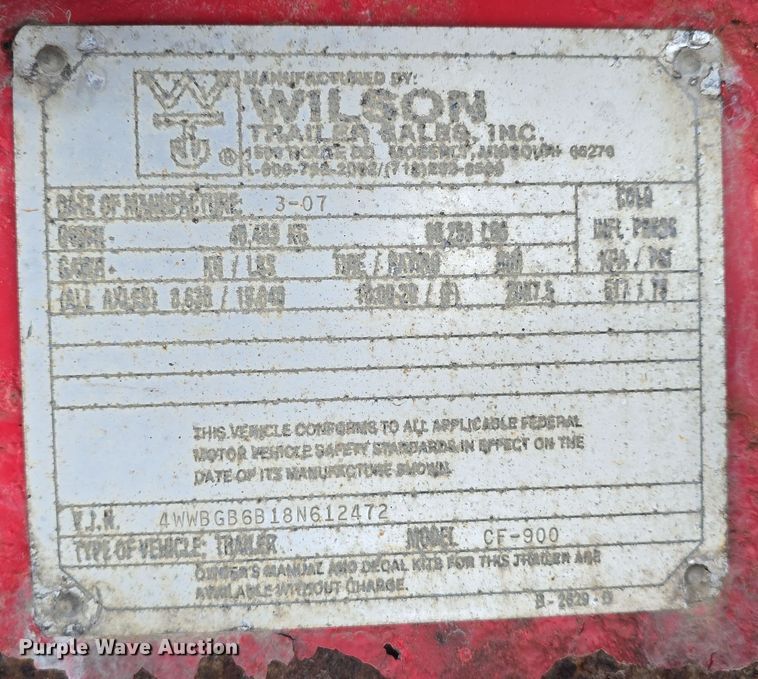 image for item DT6797 2008 Wilson Trailer Sales Road Brute CF-900 flatbed trailer