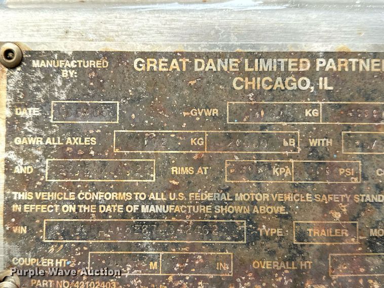 image for item DV1868 2007 Great Dane 7441T-SSL dry van trailer