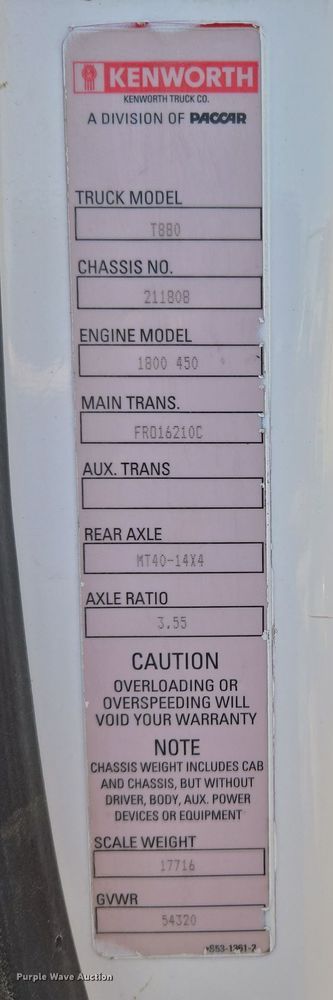 image for item DW8698 2018 Kenworth T880 semi-truck