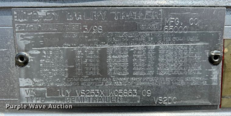 image for item EG0955 1998 Utility Trailer VS2DC dry van trailer