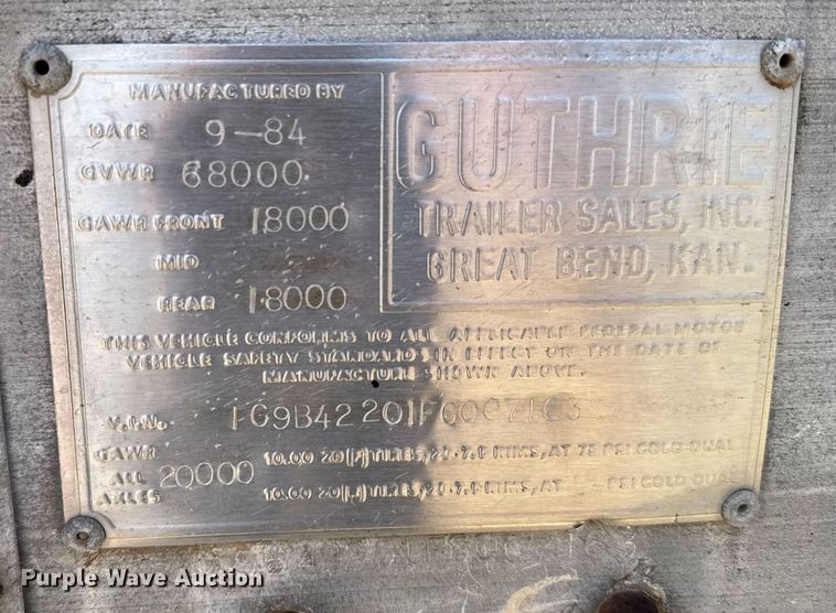 image for item EG6189 1985 Guthrie grain trailer