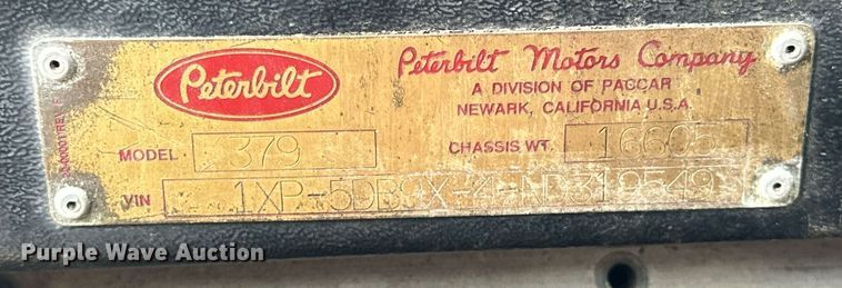 image for item EJ8422 1992 Peterbilt 379 semi truck