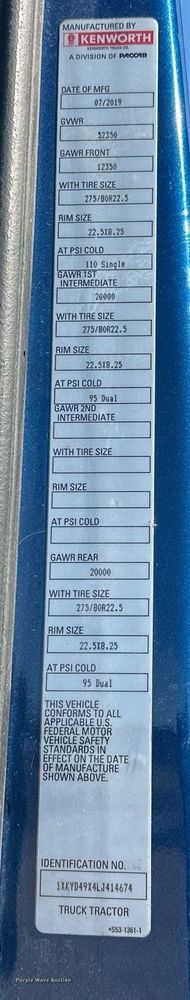 image for item EJ8569 2020 Kenworth T680 semi truck