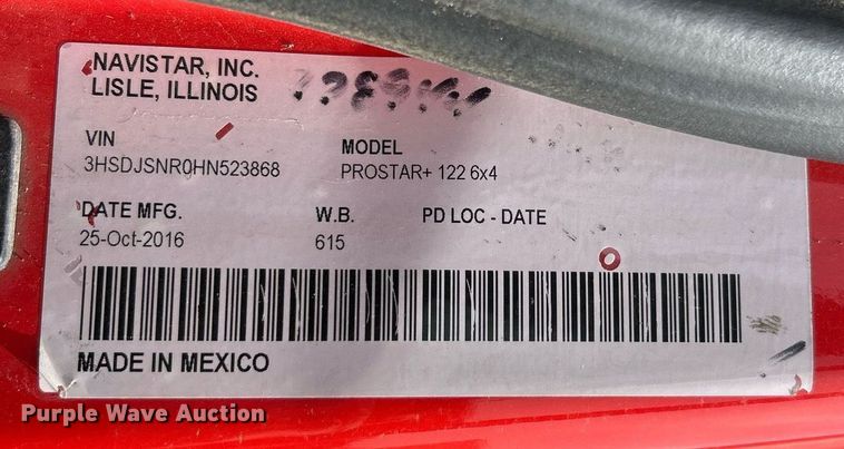 image for item EK2784 2017 International ProStar Plus semi truck