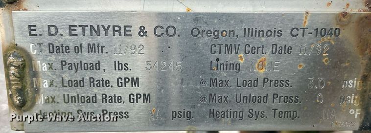 image for item EK2793 1993 Etnye TR6 tank trailer