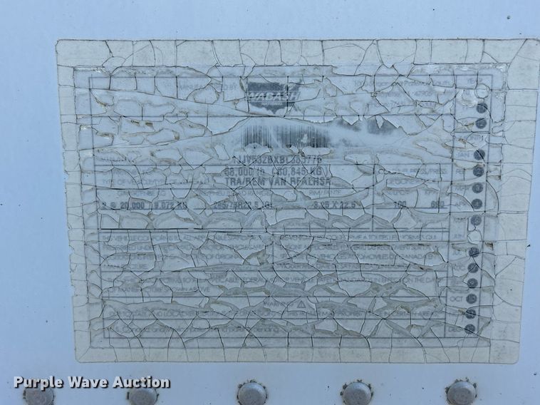 image for item EK2846 2011 Wabash refrigerated van trailer