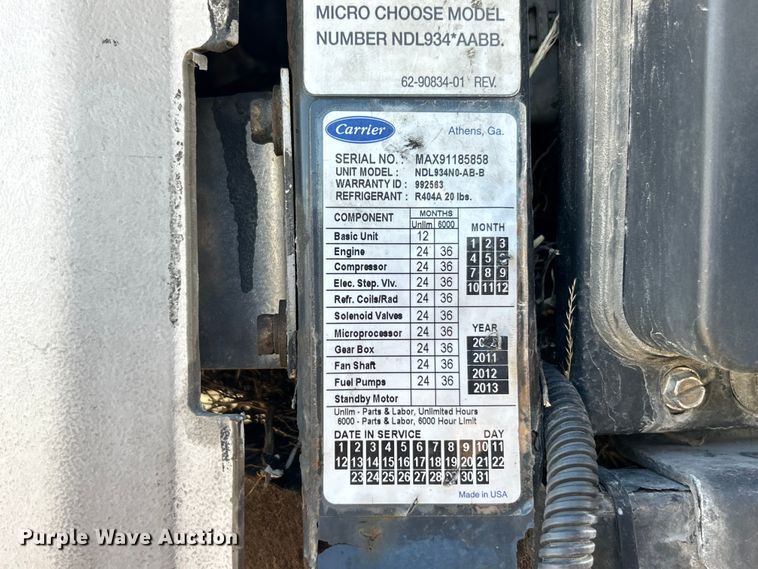 image for item EK2849 2011 Wabash refrigerated van trailer