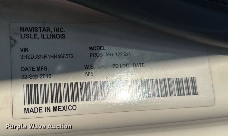 image for item EM3753 2017 International Prostar Plus 122 semi truck