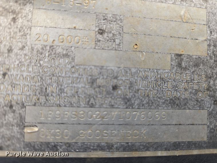 image for item EN8790 1997 Fannin Fabrication equipment trailer