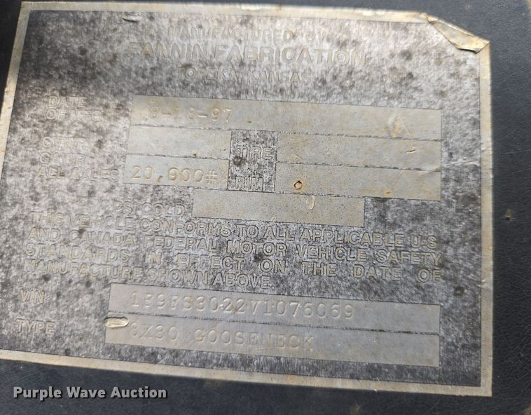 image for item EN8790 1997 Fannin Fabrication equipment trailer