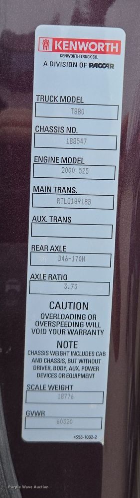 image for item EQ6943 2018 Kenworth T880 semi truck