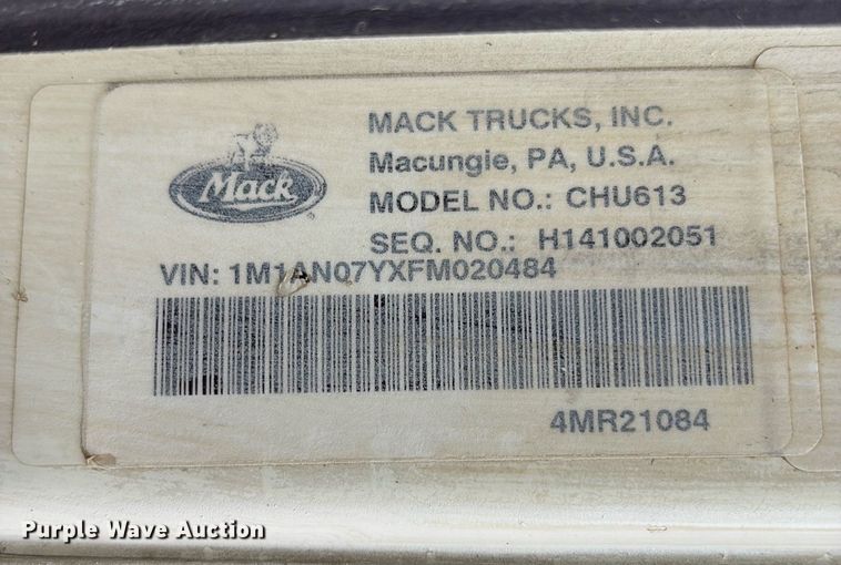 image for item OB9598 2015 Mack CHU613 semi truck