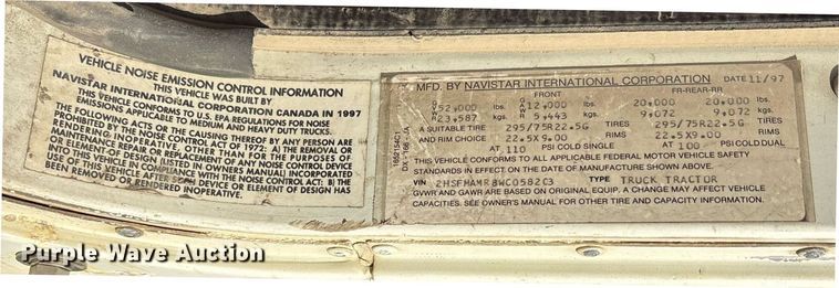 image for item OB9601 1998 International 9200 semi truck