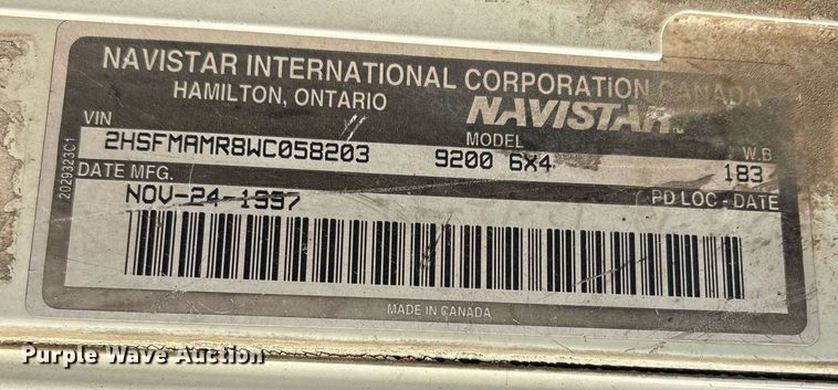 image for item OB9601 1998 International 9200 semi truck