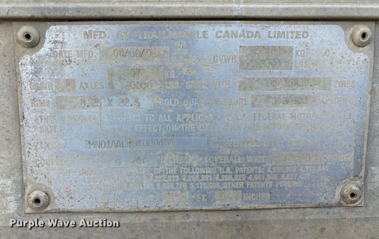 image for item OB9603 2003 Trailmobile dry van trailer