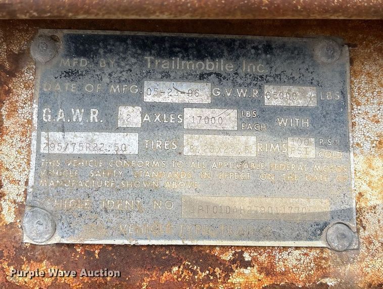 image for item OB9606 1996 Trailmobile dry van trailer