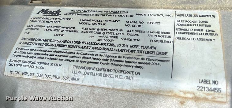 image for item OB9620 2015 Mack CHU613 semi truck