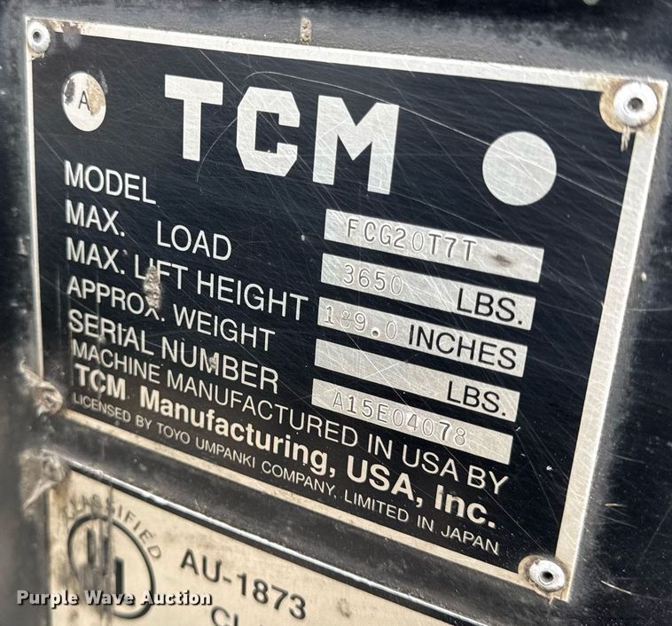 image for item DH9914 TCM FCG20 forklift
