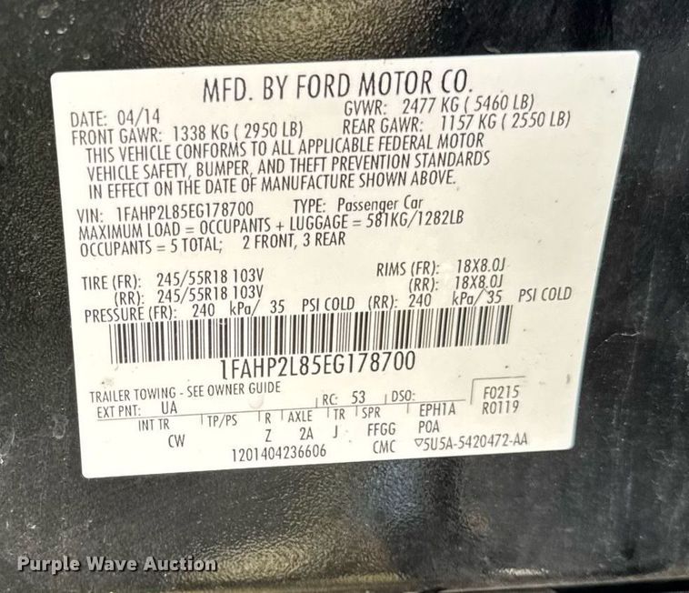 image for item DH9924 2014 Ford Taurus Police Interceptor 