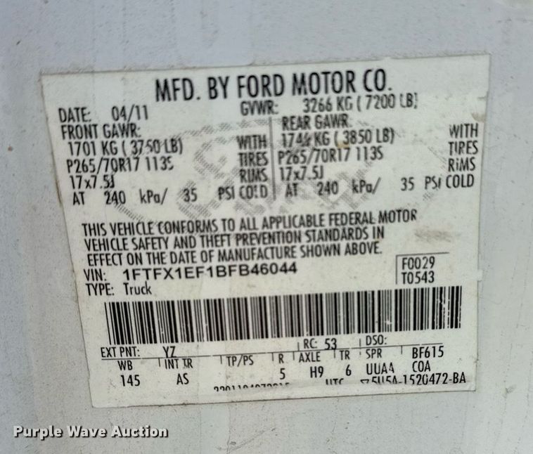 image for item DM5675 2011 Ford F150 SuperCab pickup truck