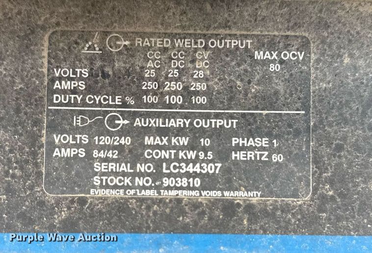 image for item DM5707 Miller Bobcat 250 NT welder/generator