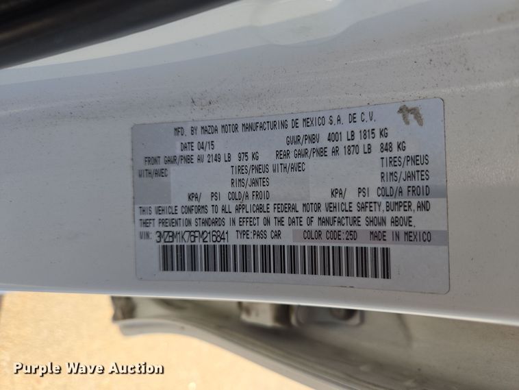 image for item DO7886 2015 Mazda Mazda 3 