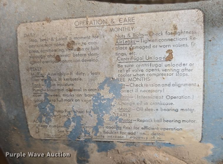 image for item DP6281 1965 Kellogg-American B462BL air compressor
