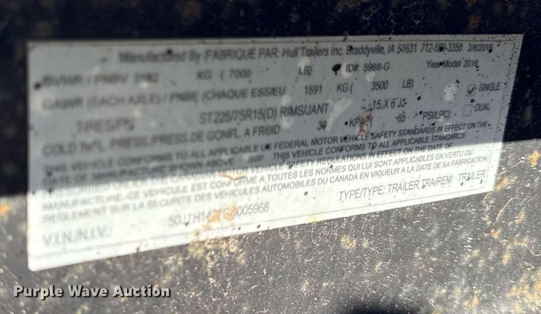 image for item DS4261 2016 Hull equipment trailer