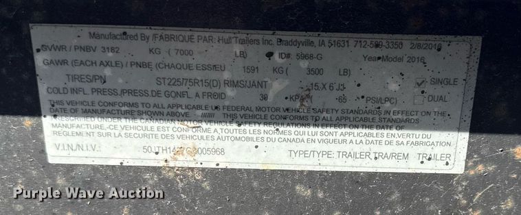 image for item DS4261 2016 Hull equipment trailer