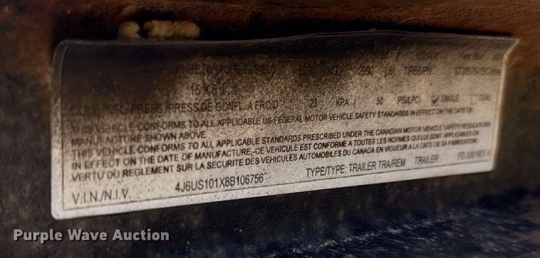 image for item DS4262 2008 H & H  utility trailer