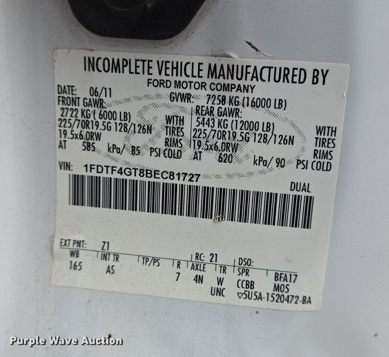 image for item DT4758 2011 Ford F450 Super Duty utility / service truck