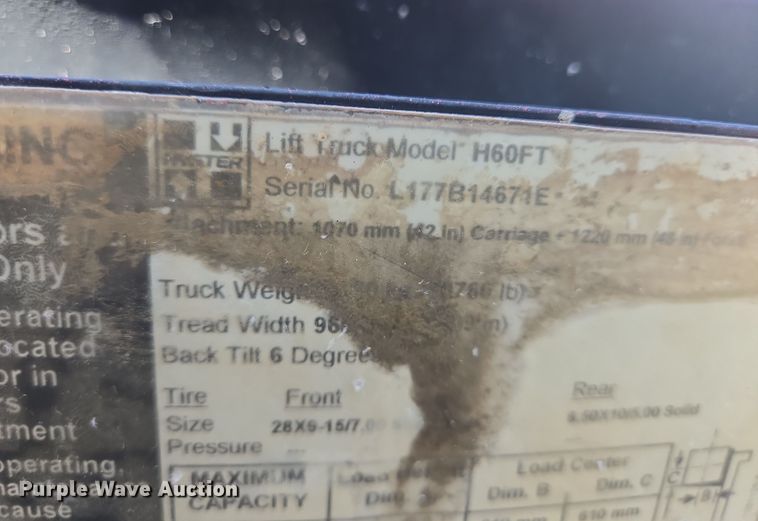 image for item DT4759 2007 Hyster H60 forklift