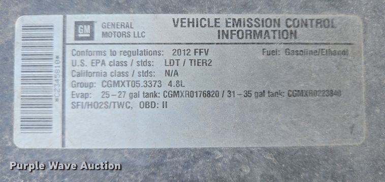 image for item DT4797 2012 Chevrolet Silverado 1500 Ext. Cab pickup truck