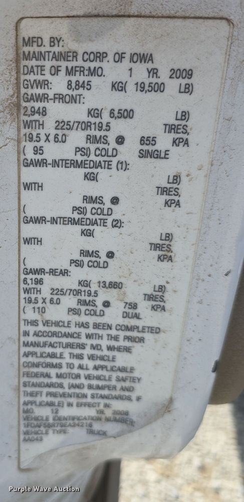 image for item DT6776 2009 Ford F550 Super Duty XL utility / service truck