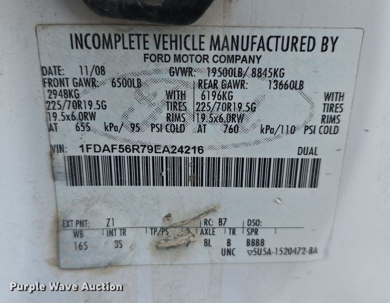 image for item DT6776 2009 Ford F550 Super Duty XL utility / service truck