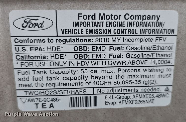 image for item DT6777 2010 Ford E450 Super Duty utility/ service van