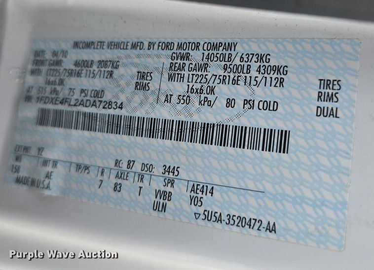 image for item DT6777 2010 Ford E450 Super Duty utility/ service van