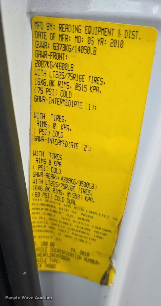 image for item DT6777 2010 Ford E450 Super Duty utility/ service van