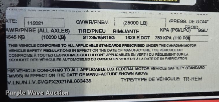 image for item DT7097 2022 Kaufman dump trailer