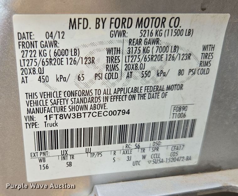 image for item DT7101 2012 Ford F350 Super Duty Crew Cab pickup truck