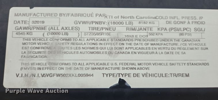 image for item DT7106 2019 Kaufman car carrier