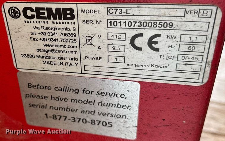 image for item DU3452 CEMB C73-L tire balancer