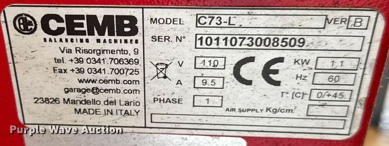 image for item DU3452 CEMB C73-L tire balancer