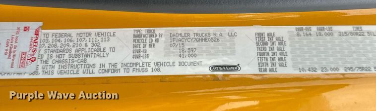 image for item DV0749 2016 Freightliner  M2 refuse truck