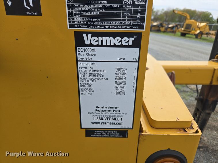 image for item DW1917 2019 Vermeer BC1800XL wood chipper
