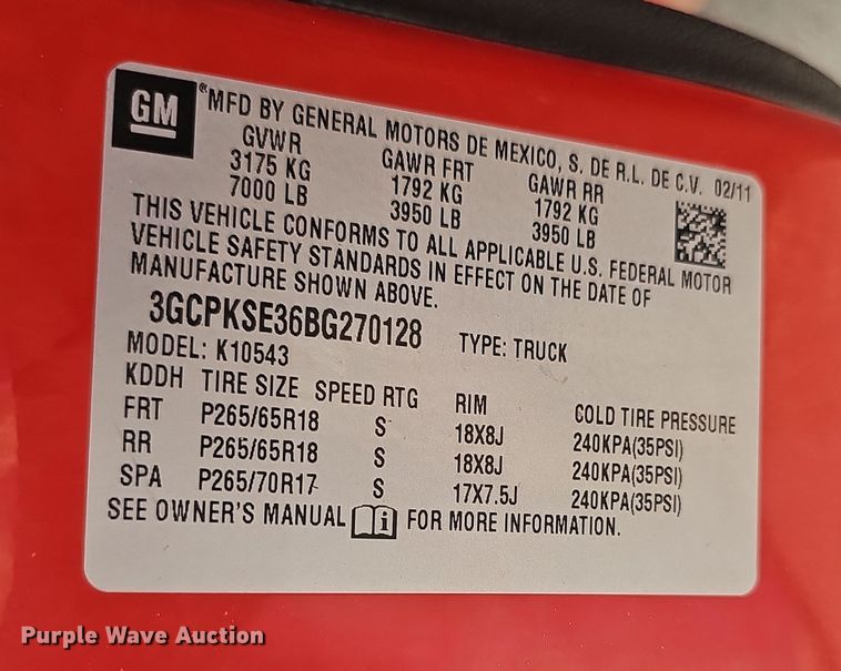 image for item DW3247 2011 Chevrolet Silverado 1500 Crew Cab pickup truck