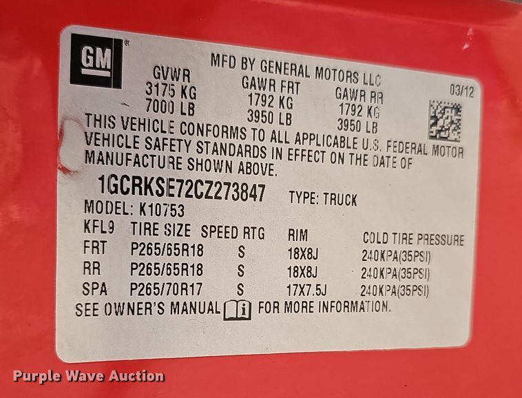 image for item DW3248 2012 Chevrolet Silverado 1500 Ext. Cab pickup truck