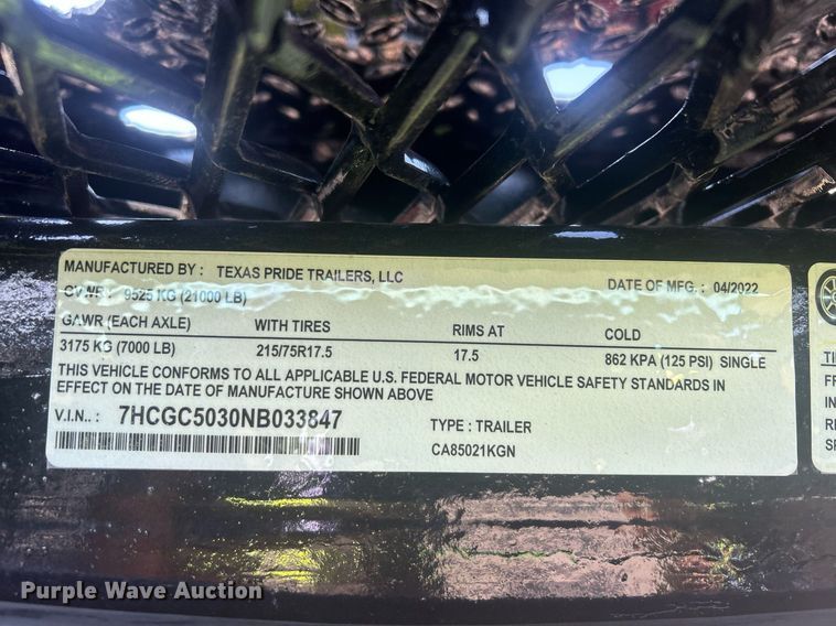 image for item DW8683 2022 Texas Pride CA85021KGN car carrier